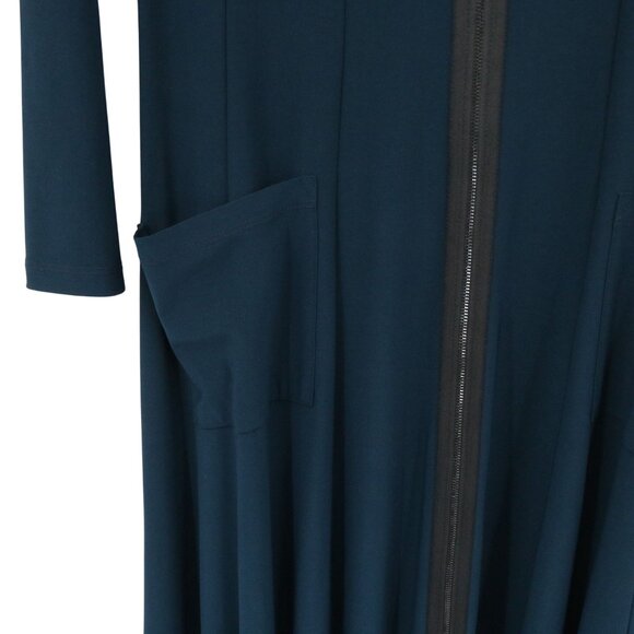 Sun Kim Long Sleeve Lantern Minimalist Lagenlook Zip Slouch Pocket Midi Dress XS - Picture 4 of 7